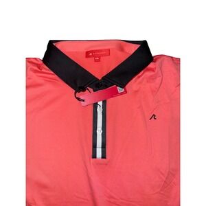 Redvanly Mens XXL Coral Pink Black Contrast Collar Performance Golf Polo shirt